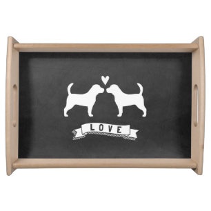 Beagles Love - Dog Silhouettes w/ Heart Serving Tray