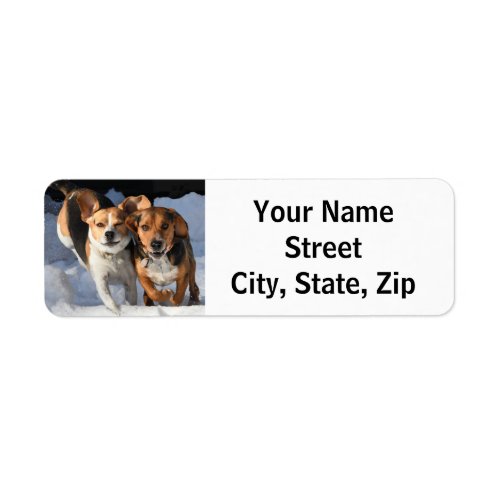 Beagles Playing In The Snow Return Address Label