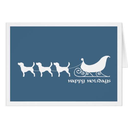Beagles Pulling Santa's Sleigh Greeting Cards