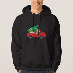 Beagles Riding A Red Truck Beagle Dog Christmas Hoodie