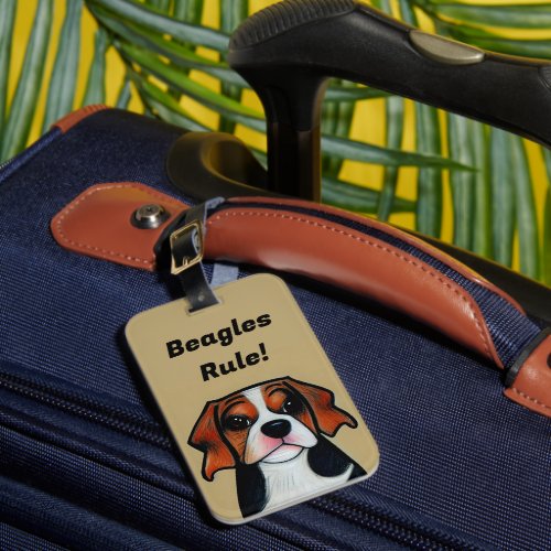 Beagles Rule _ Cartoon Luggage Tag
