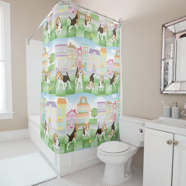 Beagles Shower Curtain (In Situ)
