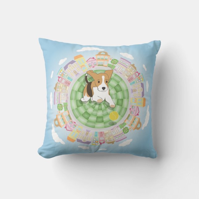 Beagles Throw Pillow (Front)