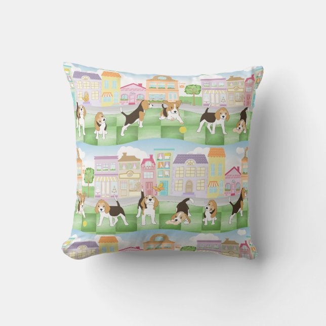 Beagles Throw Pillow (Front)