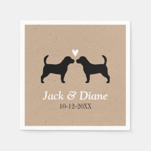 Beagles Wedding Couple with Custom Text Paper Napkins