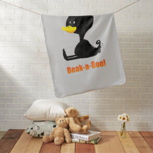 Beak-a-Boo! Cute Cartoon Duck with Funny Pun Baby Blanket