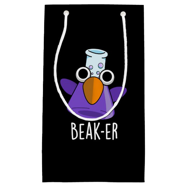 Beak-er Funny Chemistry Pun Dark BG Small Gift Bag (Front)