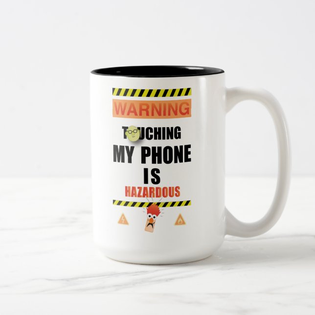 Beaker & Bunsen | Touching My Phone Is Hazardous Two-Tone Coffee Mug (Right)