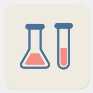 Beaker & Test Tube Science Theme Square Sticker