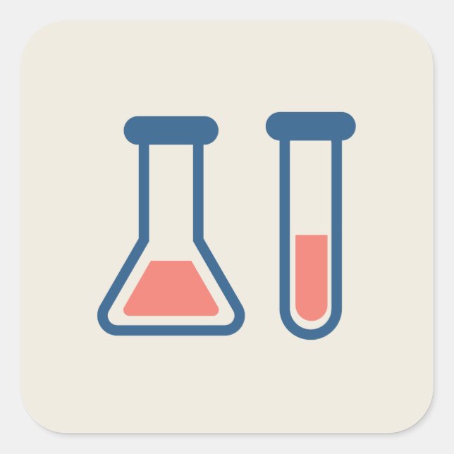 Beaker & Test Tube Science Theme Square Sticker (Front)