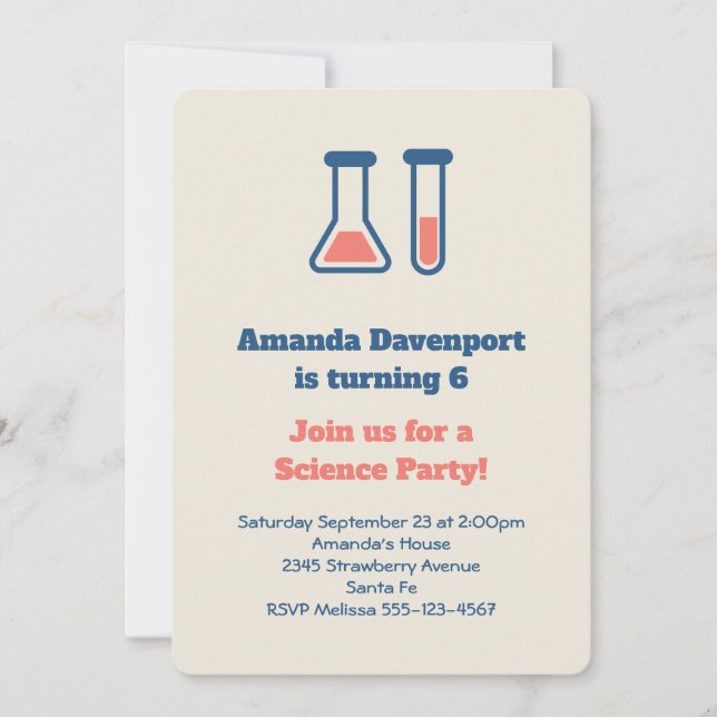 Beaker & Test Tube Science Themed Birthday Invitation (Front)