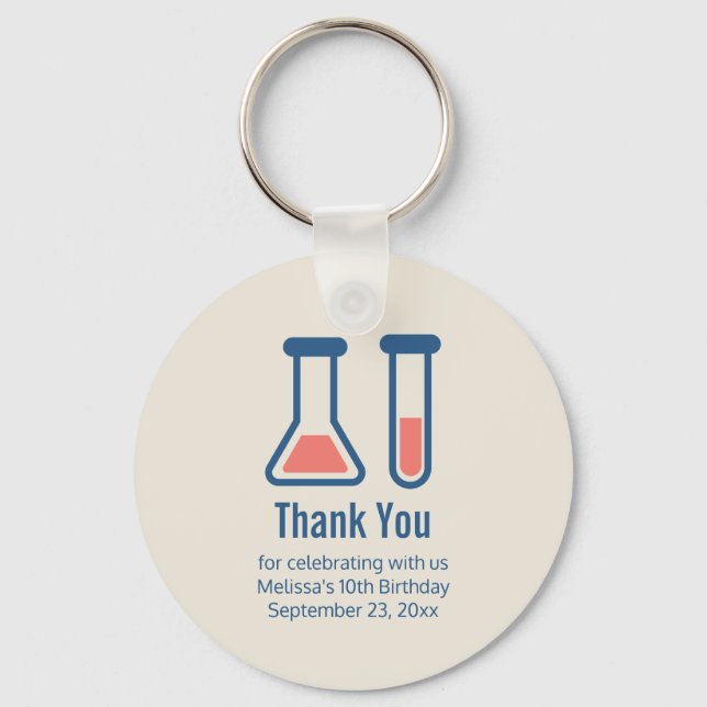 Beaker & Test Tube Science Themed Birthday Keychain (Front)