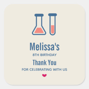 Beaker & Test Tube Science Themed Birthday Square Sticker
