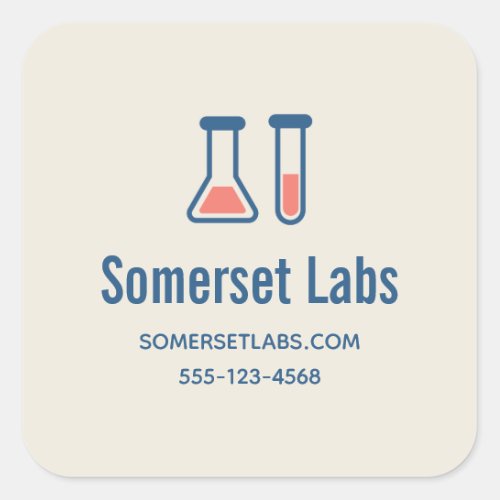 Beaker  Test Tube Science Themed Business Square Sticker