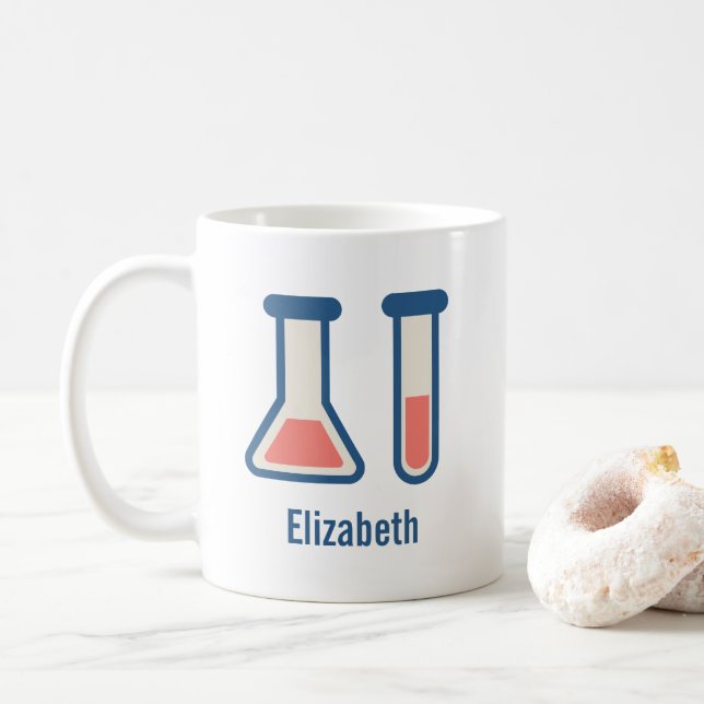 Beaker & Test Tube Science Themed Coffee Mug (With Donut)