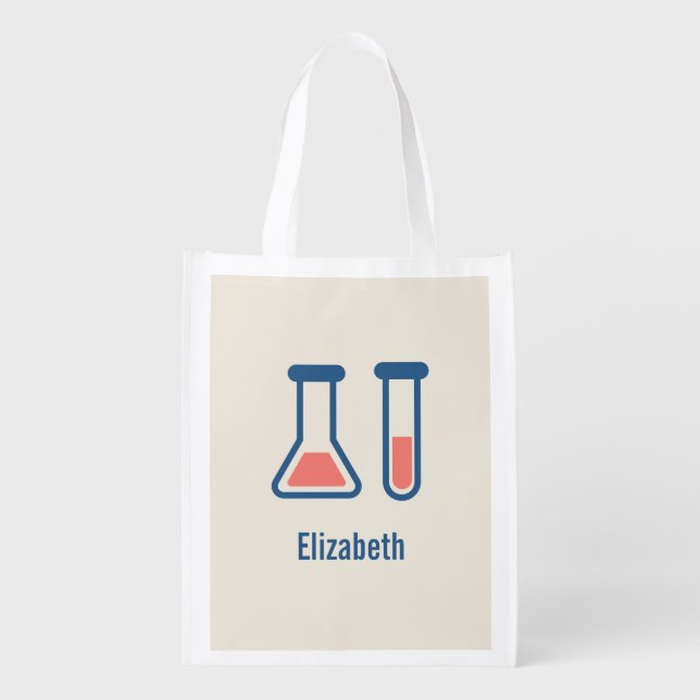 Beaker & Test Tube Science Themed Grocery Bag (Front)