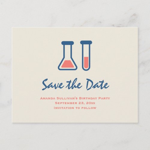 Beaker  Test Tube Science Themed Save the Date Invitation Postcard