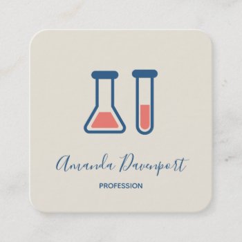 Beaker & Test Tube Science Themed Square Business Card by Mirribug at Zazzle