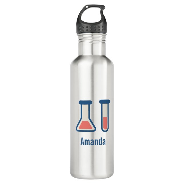 Beaker & Test Tube Science Themed Stainless Steel Water Bottle (Front)