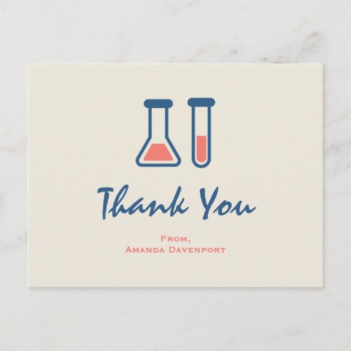 Beaker  Test Tube Science Themed Thank You Postcard