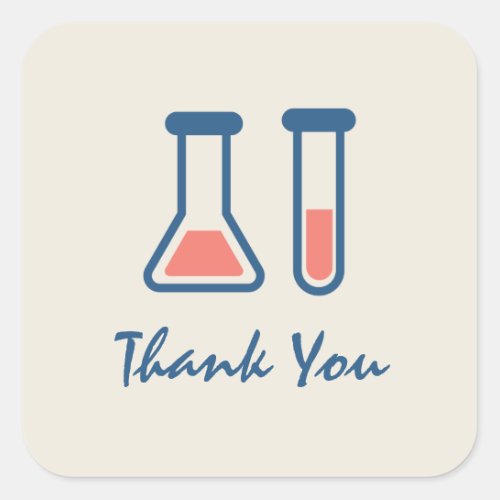 Beaker  Test Tube Science Themed Thank You Square Sticker