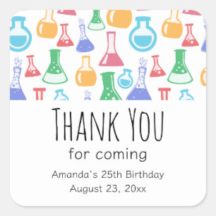 Beakers and Flasks Fun Pattern Birthday Square Sticker