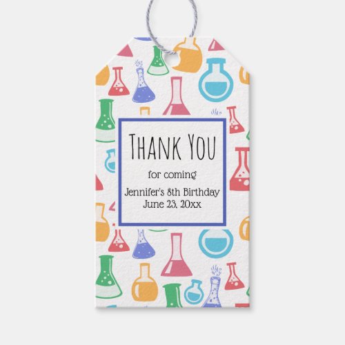 Beakers and Flasks Fun Pattern Party Thank You Gift Tags