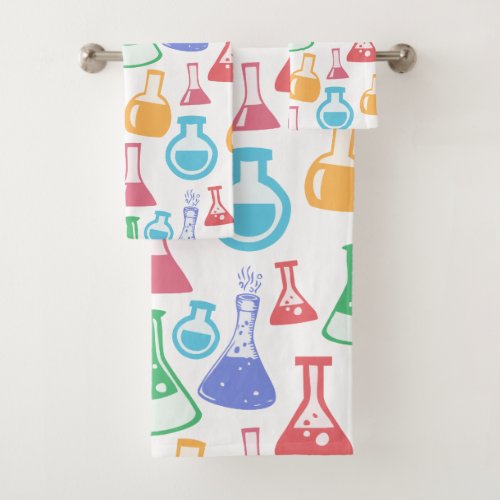 Beakers and Flasks Fun Science Pattern Bath Towel Set