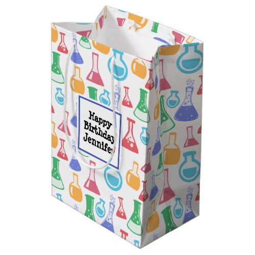 Beakers and Flasks Fun Science Pattern Birthday Medium Gift Bag