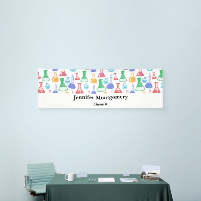 Beakers and Flasks Fun Science Pattern Business Banner (Tradeshow)
