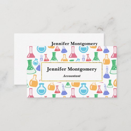 Beakers and Flasks Fun Science Pattern Business Card