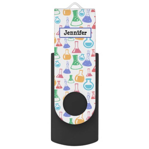 Beakers and Flasks Fun Science Pattern Flash Drive