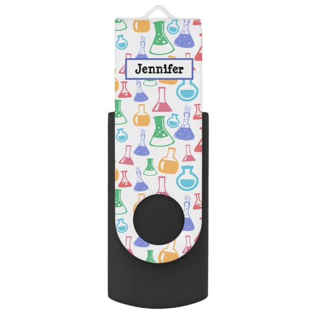 Beakers and Flasks Fun Science Pattern Flash Drive (Front Vertical)