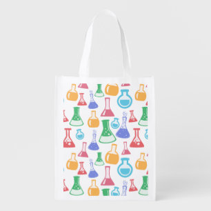 Beakers and Flasks Fun Science Pattern Grocery Bag
