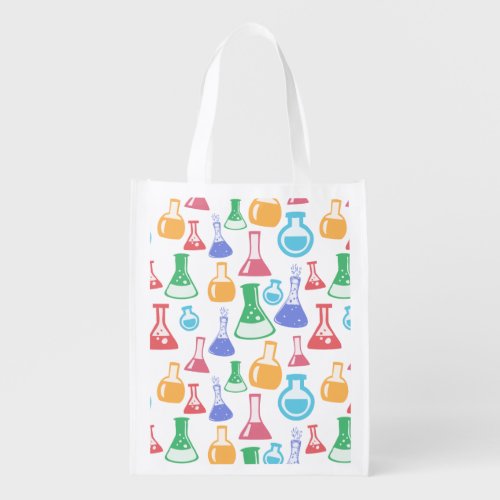 Beakers and Flasks Fun Science Pattern Grocery Bag