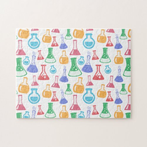 Beakers and Flasks Fun Science Pattern Jigsaw Puzzle