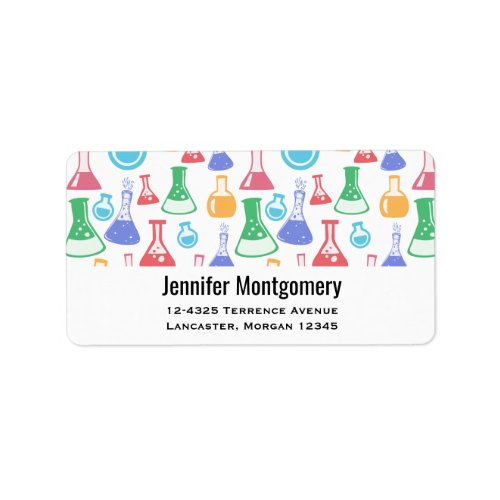 Beakers and Flasks Fun Science Pattern Label
