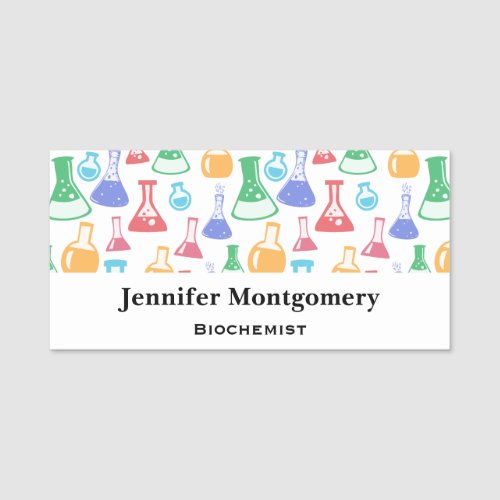 Beakers and Flasks Fun Science Pattern Name Tag