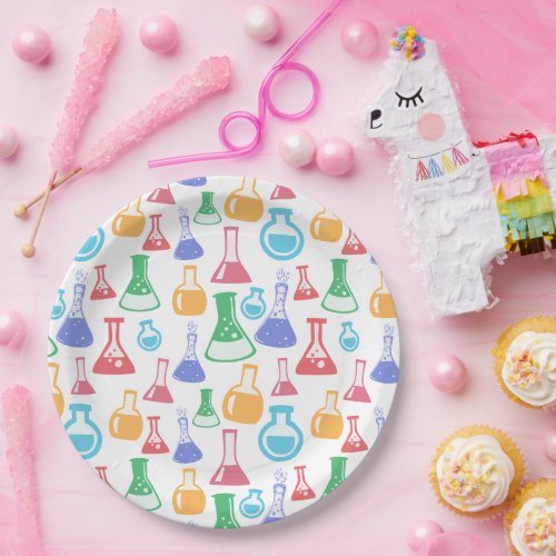 Beakers and Flasks Fun Science Pattern Paper Plates