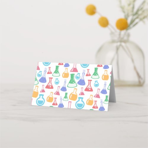 Beakers and Flasks Fun Science Pattern Place Card