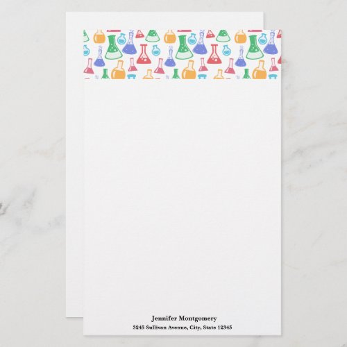 Beakers and Flasks Fun Science Pattern Stationery