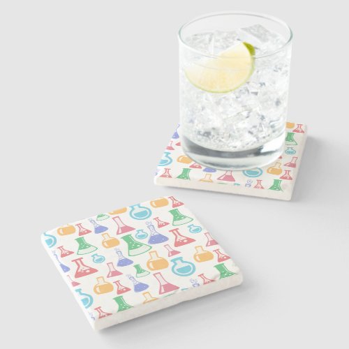 Beakers and Flasks Fun Science Pattern Stone Coaster