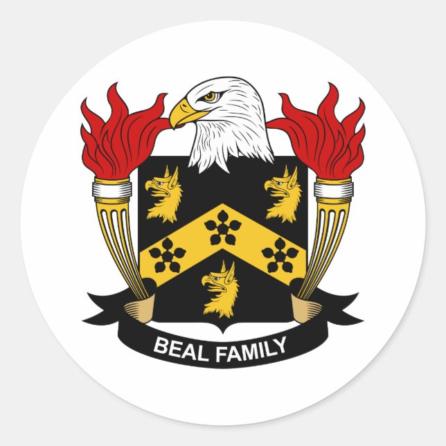 Beal Family Crest Classic Round Sticker (Front)