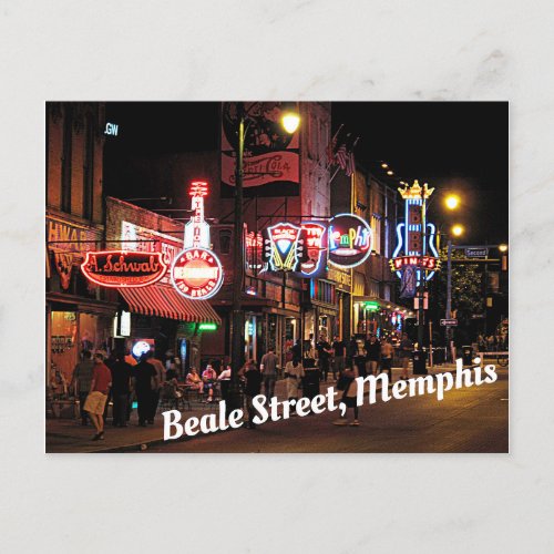 Beale Street Memphis Tennesee night scene Postcard