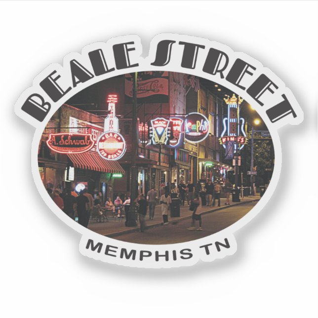 Beale Street, Memphis, Tennessee Nightlife Sticker (Front)