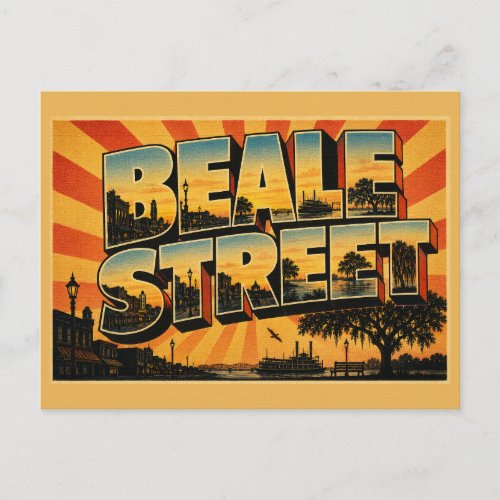Beale Street TN Historic Street River Art Postcard