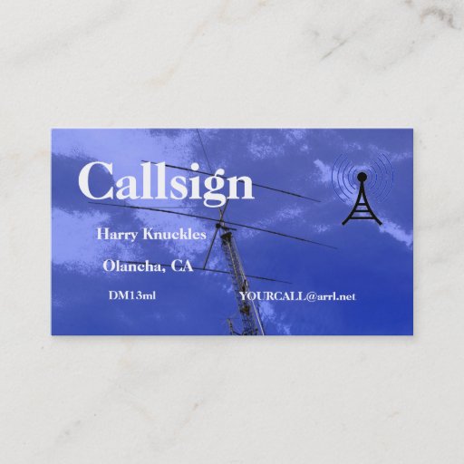 Customizable Beam and Tower Amateur Radio Call Sign Business Card Templates