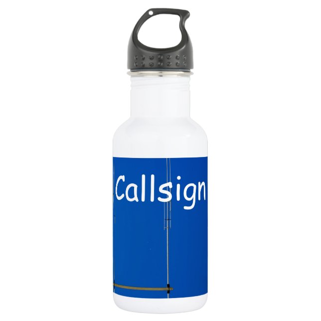 Beam Antenna and Callsign Stainless Steel Water Bottle (Front)