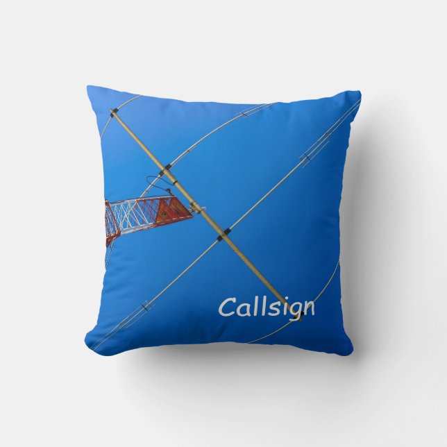 Beam Antenna and Callsign Throw Pillow (Front)