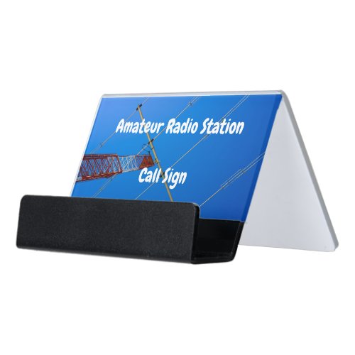 Beam Antenna on Red and White Tower Desk Business Card Holder